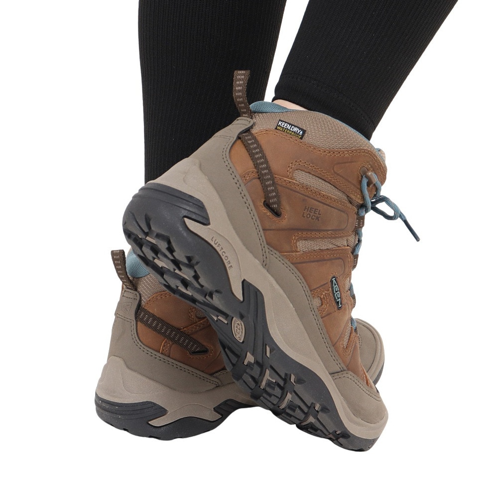 キーン（KEEN）（レディース）防水ハイキングシューズ サーカディア ミッド ウォータープルーフ 1026764 ブラウン トレッキングシューズ 登山靴